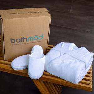 Luxury Organic <b>Bathrobe</b> and Slipper Set-Premium Bath Sets for <b>Men</b> and Women - Product Image 6