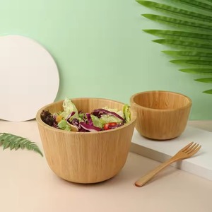 Bol de service en bambou simple pour cuisine, salle à manger, buffet, restaurant, table de restauration, salade, snack, pain, configuration alimentaire pour les fêtes - Product Image 3