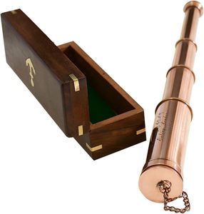 Télescope en laiton finition cuivre vintage |   Longue-vue marine londonienne de 1915, grossissement 3x |   Vaisselle aux couleurs personnalisables | - Product Image 1