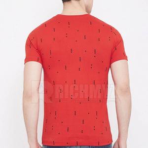 T-shirts pour hommes en coton 100% à manches courtes, couleur rouge, motif uni, décontractés, impression sérigraphique avec design personnalisé, t-shirts pour hommes - Product Image 3