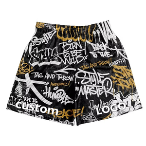 High Quality Custom <b>Men's</b> Summer Sports <b>Shorts</b> All-Printed Graffiti Summer Sports <b>Mesh</b> <b>Shorts</b> Solid Sublimation Printing - Product Image 1