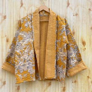 Chaqueta de algodón acolchada Kantha Vintage para mujer, diseño Reversible, botón de estilo indio bordado, nueva colección, adolescentes, otoño - Product Image 1