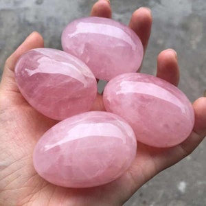 Polished Rose Quartz Oval Stones Natural <b>Pink</b> Crystal Decorations for Love Theme Valentine's Day Gift - Product Image 1