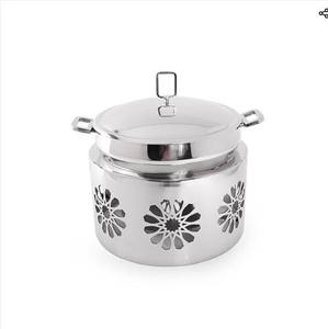 Olla de Acero Inoxidable con Acabado Plateado Duradero, Tapa para Olla, Diseño Moderno y Lujoso para Servir Comida en la Cocina, Fiestas, Buffets y Ollas Calientes - Product Image 1