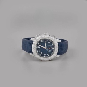 VVS Moissanite Diamant Sur Lunette Ceinture En Caoutchouc De Qualité Supérieure Cloutée Style Hip Hop Mouvement Automatique Montre-Bracelet De Luxe Haute En - Product Image 1