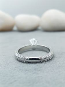 Anillo de Compromiso de Plata de Ley con Diamante de 3 Quilates Certificado por GIA, Moderno, para Bodas, Fiestas, Regalos y Aniversarios - Product Image 4