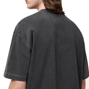 2025 nouveauté coton lourd matériel surdimensionné Boxy Fit hommes T-Shirt couleur noire avec motif imprimé Design en gros - Product Image 5