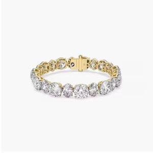 Bracelet de tennis ovale et rond en diamant cultivé en laboratoire Bracelets élégants en moissanite en or blanc 14 carats pour femme - Product Image 1