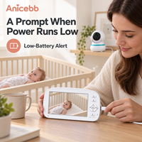 Anicebb Moniteur vidéo pour bébé 5 pouces avec unité parentale rechargeable 5000 mAh, 2,4 GHz FHSS, VOX, alerte batterie faible, sans Wi-Fi, pour la maison
