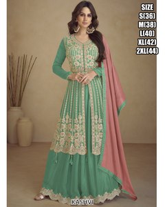 Costume ethnique indien Kurti Palazzo dupatta femmes Festival de mariage Pooja Lehenga Choli miroir travail manuel robe de mariée traditionnelle - Product Image 2