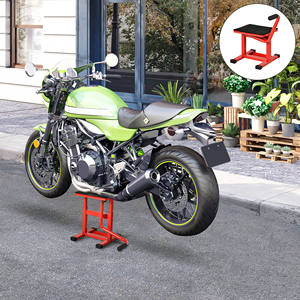 DURHAND Soporte de Acero para Motocicleta Max 150kg con Superficie de Goma y Manivela, 48x34x43 cm, Rojo - Product Image 2
