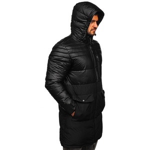 Vente en gros Hiver Mode Haute Qualité Hommes Long Duvet de Canard Veste Bouffante Col Montant à Capuche Manteaux Chauds en Toile Tissu - Product Image 4