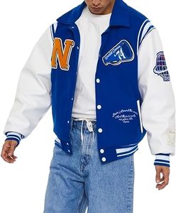 100% Polyester Shell Teint Long Hommes Solide Tricoté Utilitaire Varisty Letterman Sports Hommes Baseball Veste Avec Broderie - Product Image 1