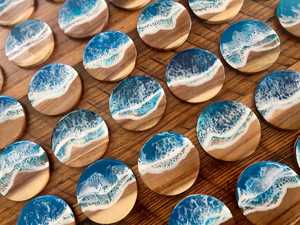 Sous-verres de luxe faits à la main en résine et en bois avec finition en pierre, parfaits pour l'affichage au détail, les acheteurs en gros et l'exportation Premium - Product Image 6