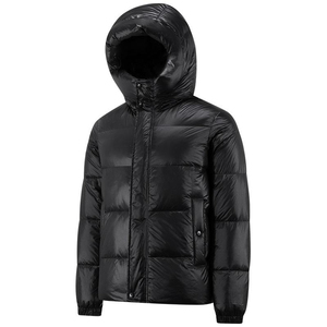 Veste d'hiver matelassée à capuche pour homme, bleu marine, coupe-vent, épaisse, coupe classique, fermeture éclair, couleur unie - Product Image 3