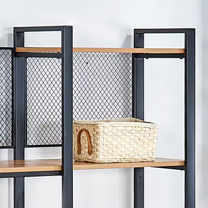 Soportes de TV de metal grandes de diseño moderno con estantes y bandejas de madera extraíbles Muebles para el hogar para interiores y exteriores - Product Image 5