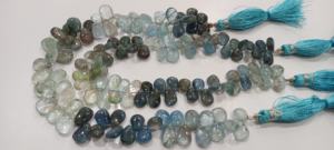 Cuentas lisas de 5x8mm con forma de pera Aguamarina de musgo natural vendidas por hebra cuentas al por mayor de 9 pulgadas de largo - Product Image 2