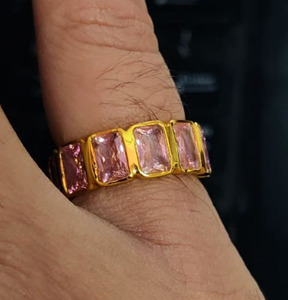 แหวนเงินแท้สเตอร์ลิงสำหรับงานแต่งงานแหวนเซอร์คอนสีเงินประดับ925มรกตหินสีชมพูดีไซน์คลาสสิกดีไซน์คลาสสิก - Product Image 1