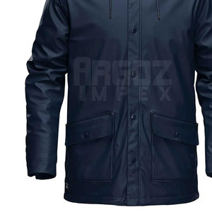 เสื้อกันฝนผู้ชายคุณภาพสูงสำหรับฤดูหนาว บริการ OEM ผลิตตามสั่ง คอเสื้อมีฮู้ด โลโก้ด้านหน้า แห้งเร็ว ระบายอากาศได้ดี ขายตรงจากโรงงาน - Product Image 2