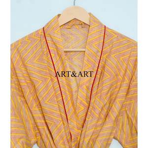 Kimono de Algodón Hecho a Mano en India de Alta Calidad para Mujer, Estilo Boho, Suave al Tacto, Diseño de Lujo Estampado a Mano, Ideal para Primavera y Verano en la Playa - Product Image 4