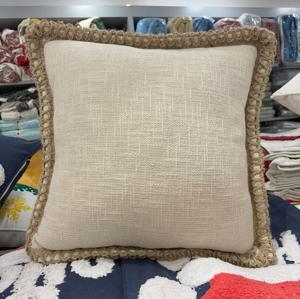 Funda De Almohada bohemia de Yute natural, diseño de encaje bordado, patrones de plantas de hojas florales, cosido a mano para decoración de hotel y hogar, fábrica - Product Image 3