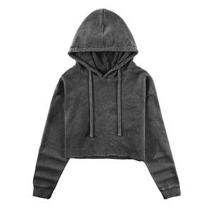 Sudadera con capucha corta moderna personalizada para mujer, sudadera activa ajustada para Fitness, ropa de calle, Tops de tela de rizo - Product Image 1