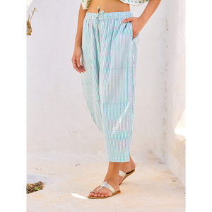 Women's High-Waisted Wide-Leg Cotton <b>Palazzo</b> Pants-Breathable Casual Trousers with Elastic Waist - Product Image 5