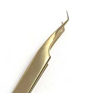 Juego de Pinzas para Extensión de Pestañas de Acero Inoxidable con Punta de Fibra Puntiaguda, Antimagnéticas, con Puntas Suaves, Color Oro Plasma - Product Image 5
