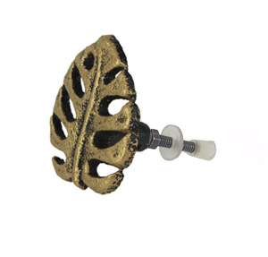 ลูกบิดใบมอนสเตราแบบโบราณทำด้วยมือมือจับลิ้นชักทองเหลืองแบบดึงสำหรับห้องครัวห้องนอนใช้ในคลังสินค้ากลางแจ้ง - Product Image 2