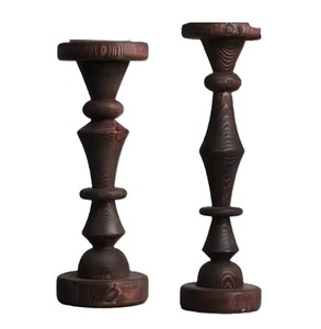 Set of 3 Decorative Handmade Wooden <b>Candlestick</b> Holder for All Occasions Mango Wood Black Finished Candle Holder Pillar - Product Image 4