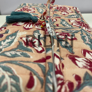 Sac fourre-tout matelassé multi-usages en tissu écologique imprimé personnalisé, motif floral pêche, avec fermeture éclair, pour cosmétiques, courses et usage quotidien - Product Image 4