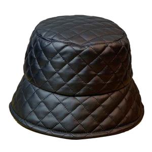 Comfortable & Breathable Stylish Waterproof <b>Hat</b> Custom Fashion Warm And Windproof PU <b>Leather</b> Quilted Fisherman Bucket <b>Hat</b> - Product Image 1