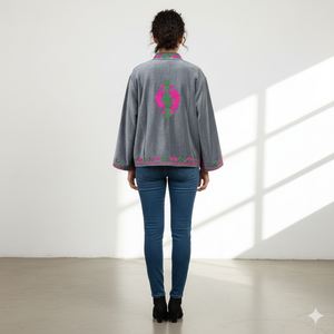 Veste d'hiver décontractée réversible en velours brodé Suzani, écologique, grande taille, avec doublure en coton, design respirant pour femmes - Product Image 2