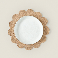 Napperons ronds en jonc de mer naturel Artisan avec bord festonné Tapis de table tissés écologiques pour la décoration de table à manger