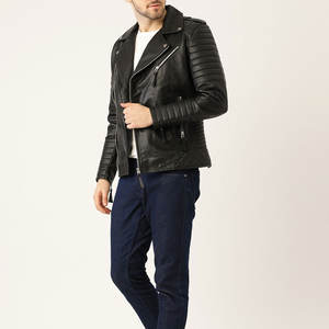 Vêtements Vêtements Saison d'hiver Veste en cuir de motard grande taille Designer logo personnalisé Vente en gros Veste en cuir vierge de couleur pure - Product Image 4