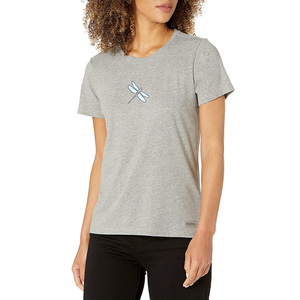 Camiseta informal ajustada para mujer, manga corta, algodón suave, elástico, liso, teñido, trajes de verano para viajes al aire libre, gimnasio, uso diario - Product Image 1