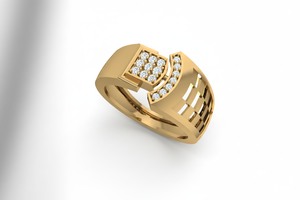 แหวนเพชรทรงกลมเจียระไนแบบบริลเลียนท์ทองคำ 14K แท้ ดีไซน์ทันสมัยสำหรับผู้ชาย - Product Image 3