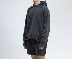 Fabricantes personalizados Logo Sudadera con capucha Peso pesado Bordado desgastado Tie Dye Sudadera con capucha Hombres Basics algodón mezclado Sudadera con capucha - Product Image 2