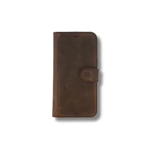 Melhor Qualidade Couro Magnetic Wallet Phone Case para todos os iPhone e Samsung Case Cow Leather Mobile Phone Case