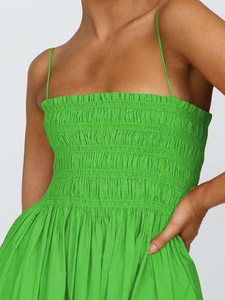 Midi ชุดสำนักงานผ้าลินินที่ทันสมัยและสไตล์ลำลองพร้อมสายคล้องไหล่เก๋ไก๋สำหรับรูปลักษณ์ที่ชาญฉลาด - Product Image 2