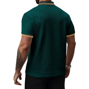 Camisa de Golf Texturizada para Hombre, Manga Corta, Lisa, Casual, Ajustada, con Cuello, Top de Verano, Servicio OEM, Jersey de Secado Rápido, Bloques de Color - Product Image 2