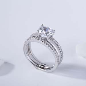 Jeulia Moissanite Heart Cut <b>Sterling</b> <b>Silver</b> Enhancer Ring <b>Set</b> for Anniversary - Product Image 6