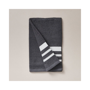 Dark Grey Bold Striped Glow GOLF Pattern Ring Spun Cotton GOTS Certified Quick Dry Anti Pilling Embroidered Kitchen Towels - Product Image 1
