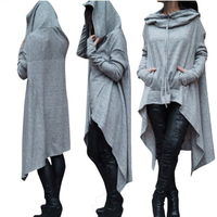 Veste à capuche asymétrique courte en polaire respirante pour femme, avec poches, ourlet asymétrique, coupe oversize, style streetwear décontracté, automne