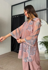 Diseñador Vintage indio paquistaní Kurta pesado Georgette Salwar traje para adultos boda y fiesta ropa de invierno - Product Image 5