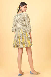 Vestido largo floral bohemio informal con estampado de bloques a mano para mujer, vestido Midi floral de verano, tejido con mangas, Orden de patrón - Product Image 4