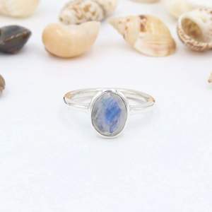 Anillo de fiesta de aniversario de compromiso de boda clásico de Plata de Ley 925 con piedra lunar corte ovalado piedra preciosa regalo de joyería fina - Product Image 2