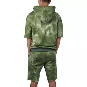 <b>Short</b> <b>Sleeve</b> <b>Hoodie</b> <b>Shorts</b> Set <b>Men</b> Tie Dye Soft Classic Fit Cotton Polyester <b>Hoodie</b> and <b>Shorts</b> Sports Set - Product Image 2