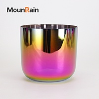 Cristal de guérison sonore Lumière Cosmique Mountain Rain Quartz 5.25-8.75 pouces, ensemble de 7 bols chantants en suède pour méditation et yoga