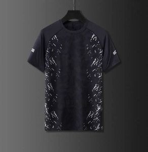 เสื้อยืดกีฬาผู้ชายขายดีประจำปี 2023 ระบายอากาศได้ดี ป้องกันรอยยับ แห้งเร็ว ผลิตจากผ้าฝ้าย/ใยไผ่ แบบถัก กระชับรูปทรง - Product Image 3